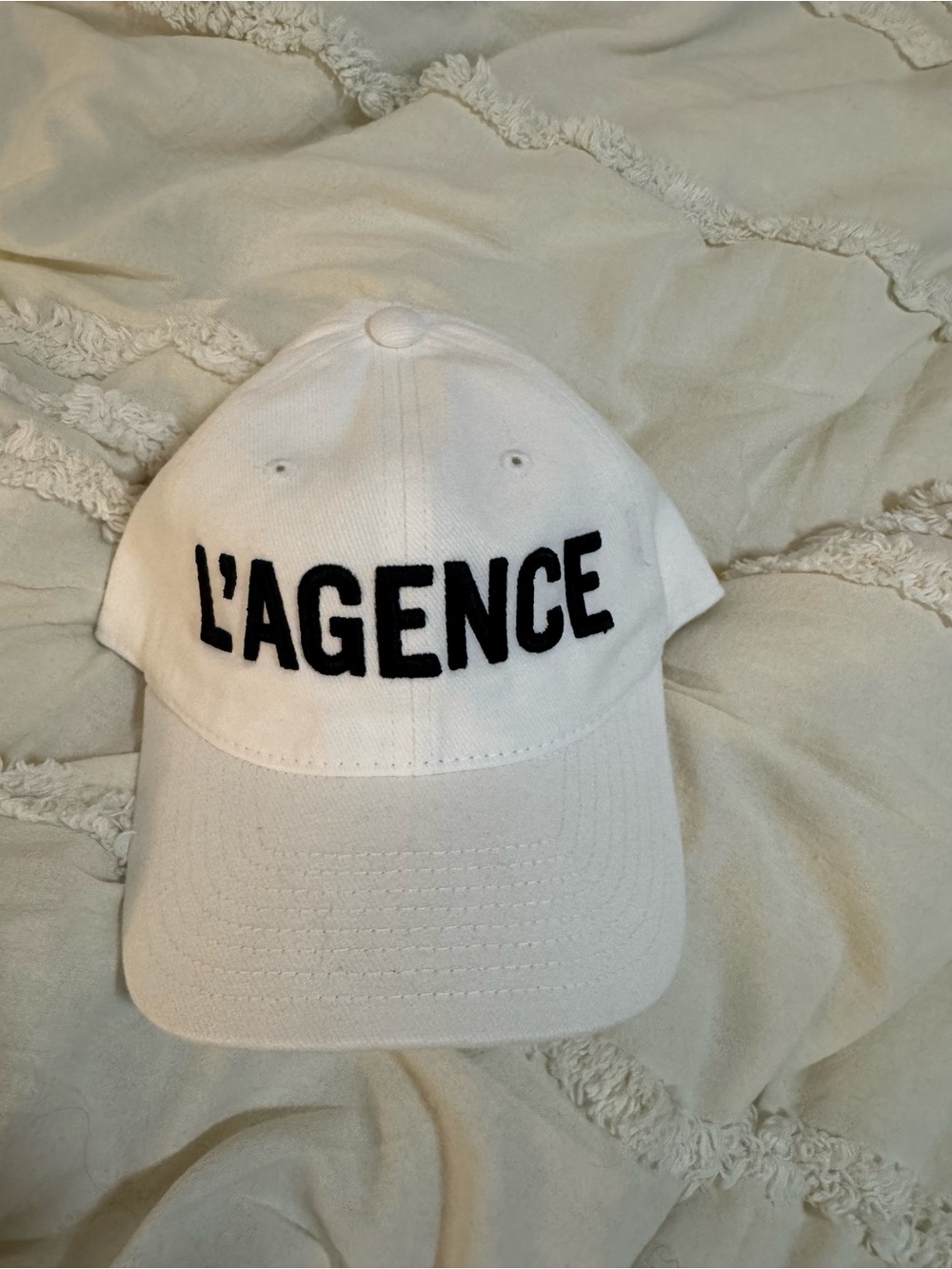L'AGENCE White Baseball Cap with Black Logo